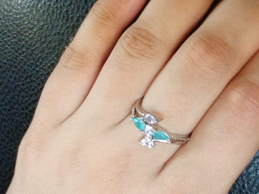 Mint Celestial Wings Zircon Ring Jewelry (Adjustable)