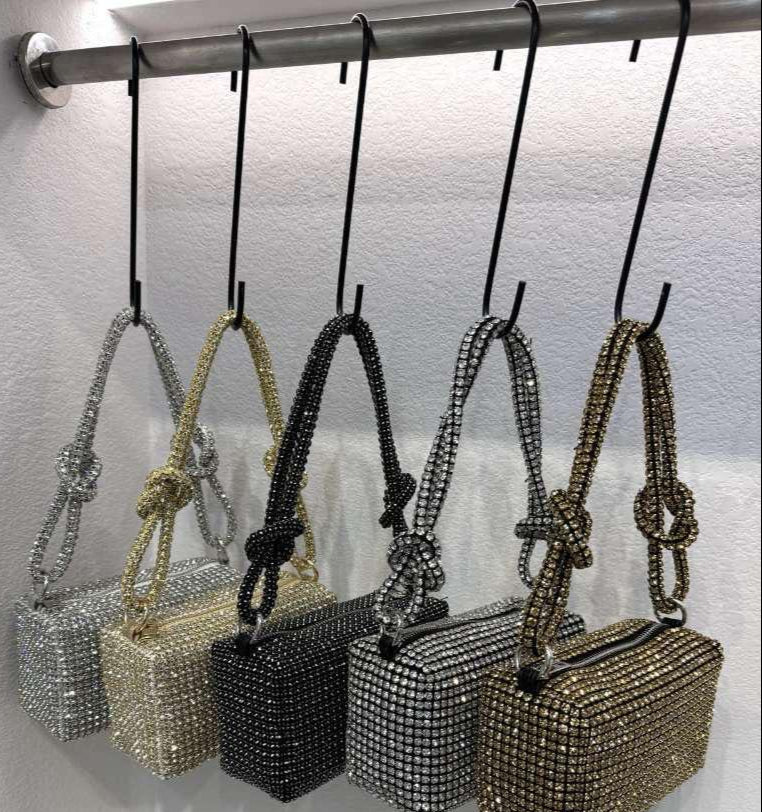 Crystal Luxe Box Clutch - Rhinestone Hand Bag