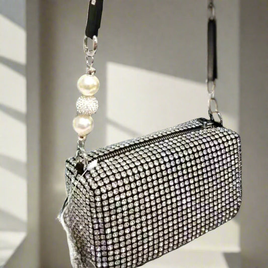 Crystal Charm Box Clutch Evening Bag