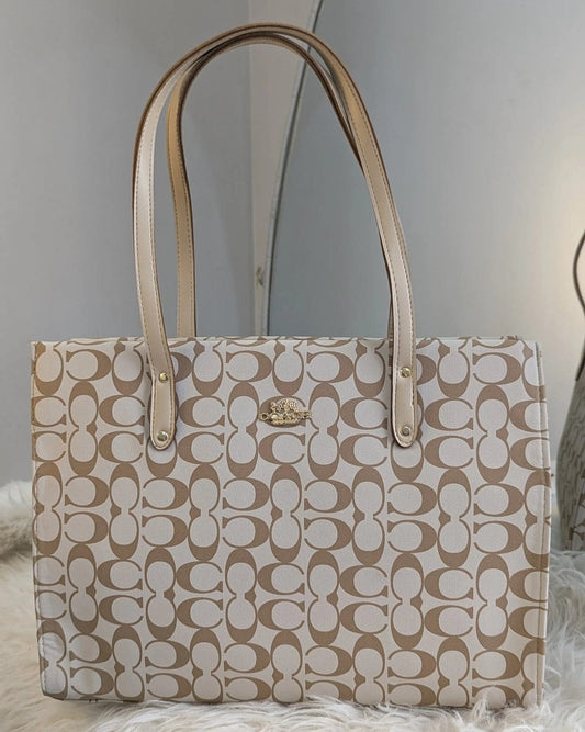 Coach Eleganza Tote Nude Beige Classic Bag