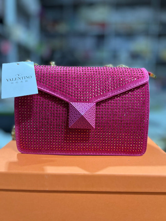 One Stud Crystal Embellished Bag