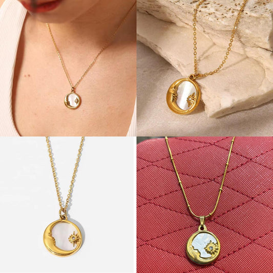Stainless steel Dreamy Crescent Star Pendant Jewelry