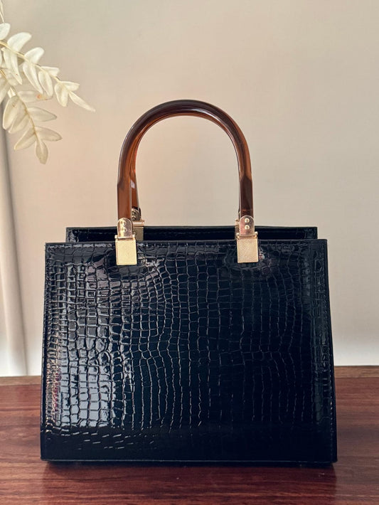 Elegant Croc- Embossed Tote Bag