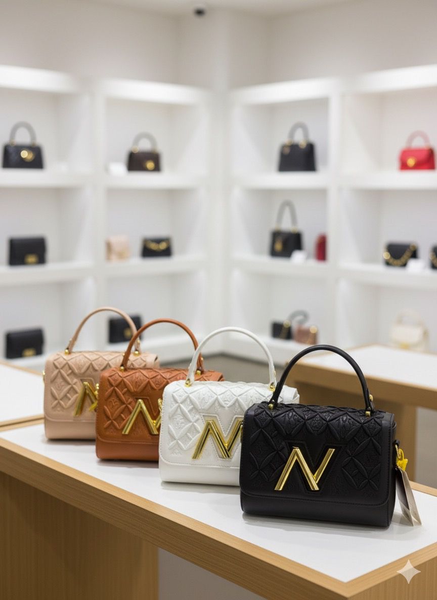 Luxe Noir Emblem Top-Handle Bags