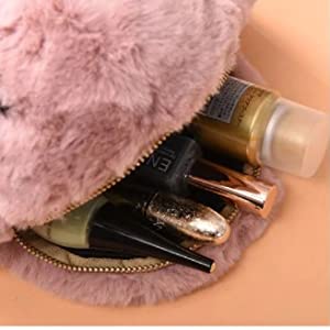 Soft Rabbit Fur Sling Backpack With Metal Chain Bag