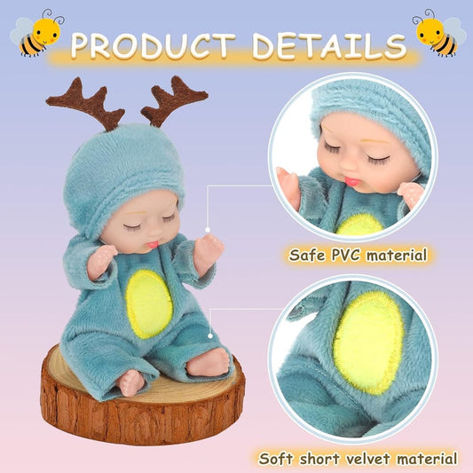 3.5′ Sleeping Baby, 1 Piece Mini Reborn Baby Doll With Clothes Toys (Random Color)