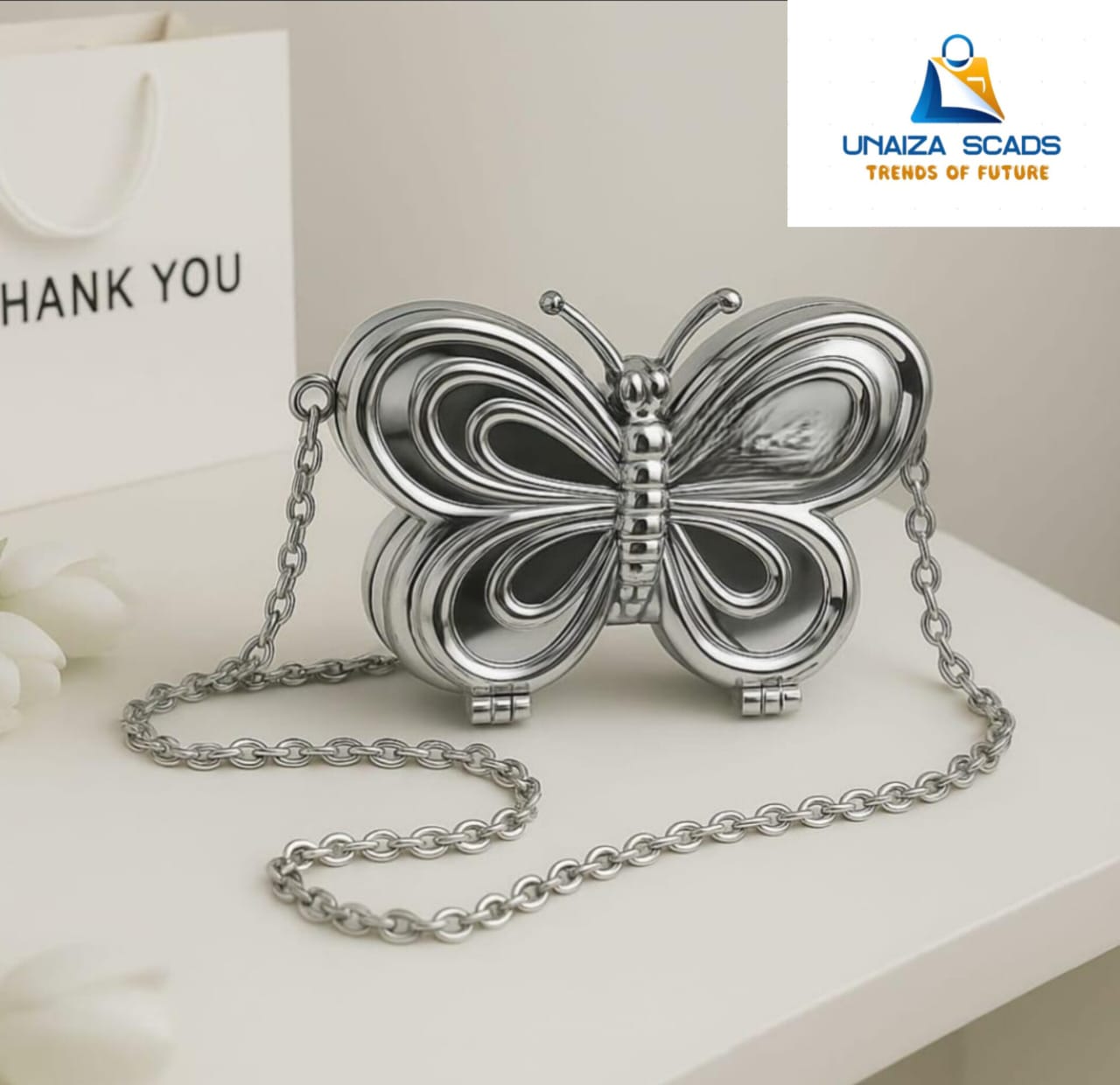 Beautiful Butterfly Mini Cross Body Metal Pouch/Clutch Bags