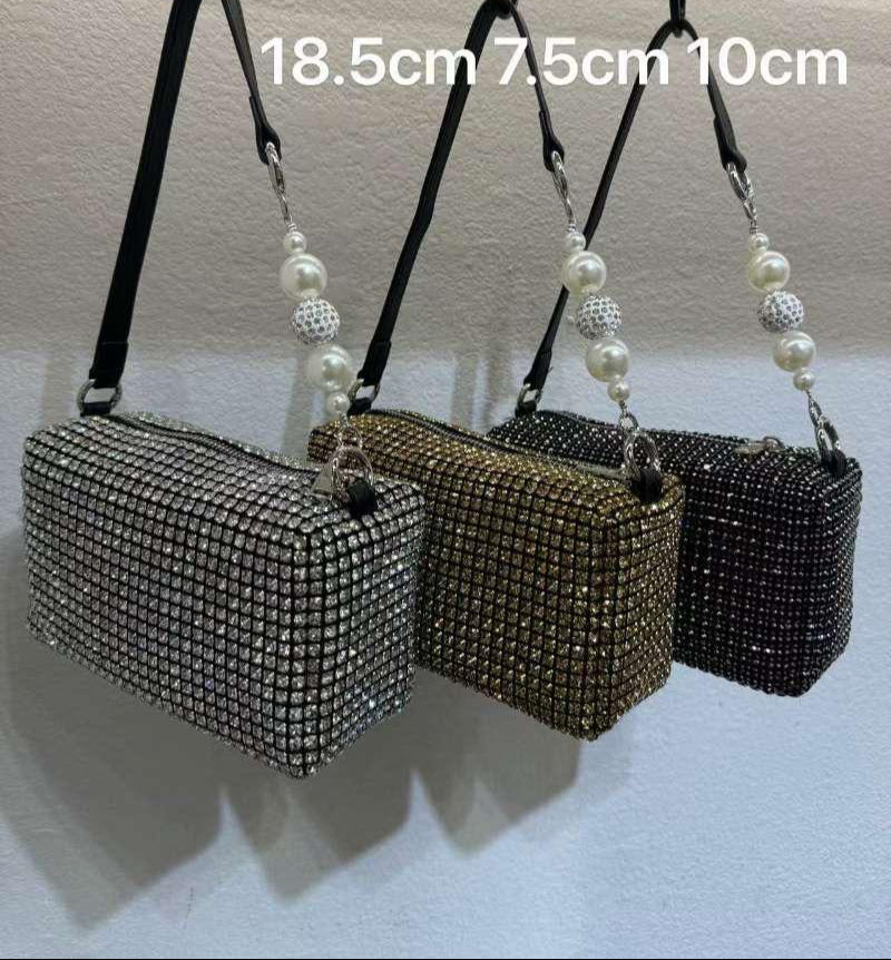 Crystal Charm Box Clutch Evening Bag