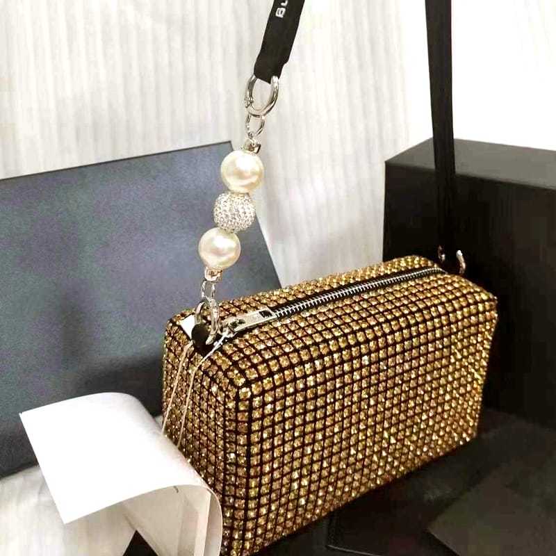Crystal Charm Box Clutch Evening Bag
