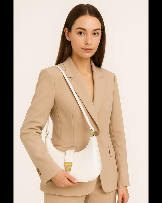 Sleek Stone Crescent Shoulder Bag