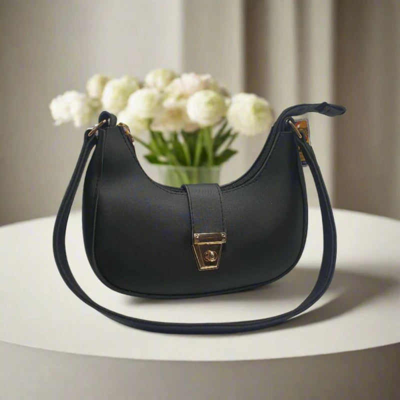 Sleek Stone Crescent Shoulder Bag