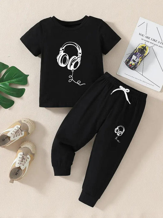 Stylish Printed Cotton Tracksuit for Kids – 2 Pcs Set (Shirt & Trouser) (Free Shipment)
