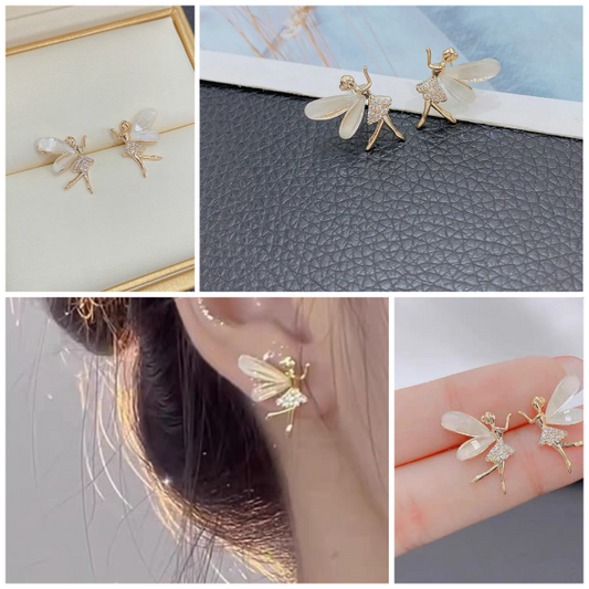 Fashion Cute Flower Wings Elf Stud Fairy Earrings Jewelry