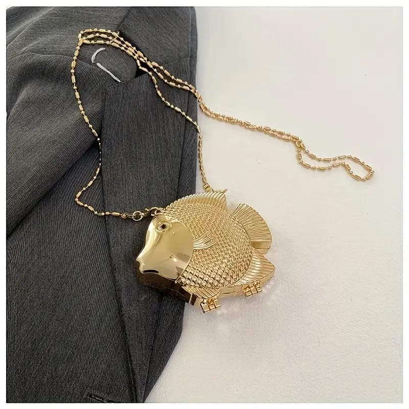 Fin & Shine Mini Golden Fish Cross Body Acrylic Pouch / Clutch Bags