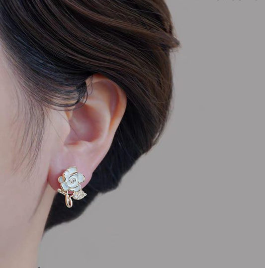 Flower Leaf Korean Zircon Earrings Jewelry