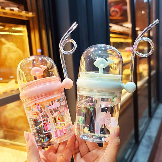 Cute Dolphin Water Bottle/Cup With Straw For Kids (Free Shipment)