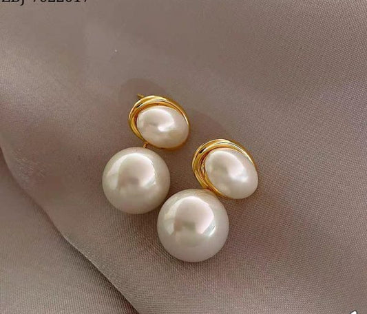 Oval Shape Marble Korean Style Earrings Jewelry