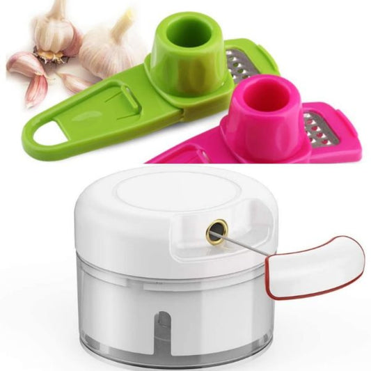 Combo Deal Garlic Tool + Mini Chopper Grinding Crusher Accessories