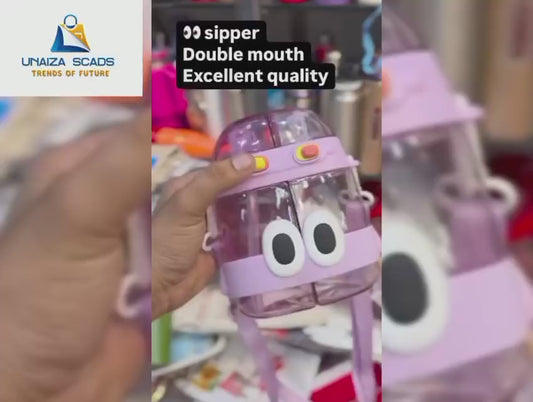Transparent Big Eyes 2 in 1 Sipper School Water Bottle For Kids (Free Shipment)