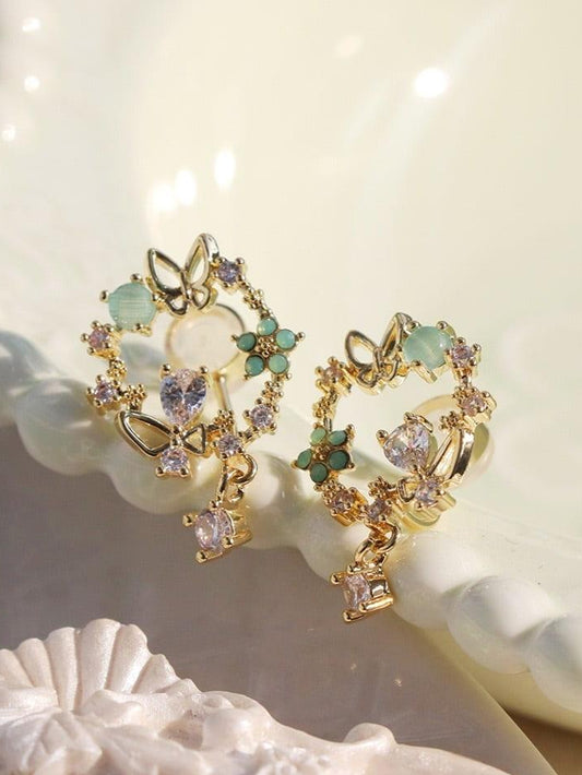 Flower/Butterfly Drop Earrings Pair Jewelry
