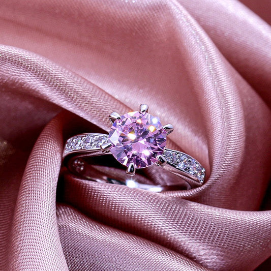 Imported Silver Platted Zircon Round Ring Jewelry