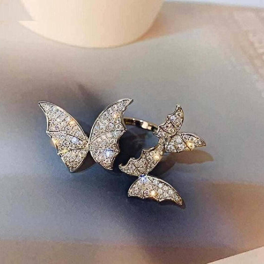 Beautiful Zircon Butterfly Ring Adjustable Jewelry