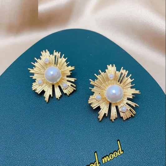 Gold Plated Imported Pearl Tops Pair Jewelry