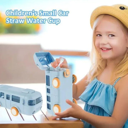 School Bus Design Kids Water Bottle with Straw (Free Shipment)
