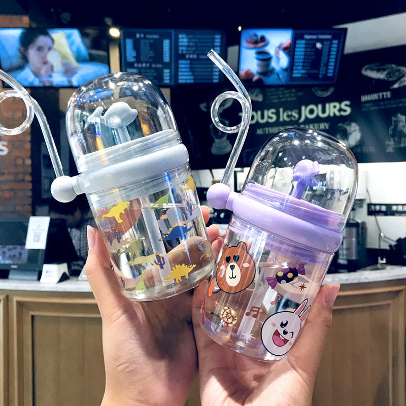 Cute Dolphin Water Bottle/Cup With Straw For Kids (Free Shipment)